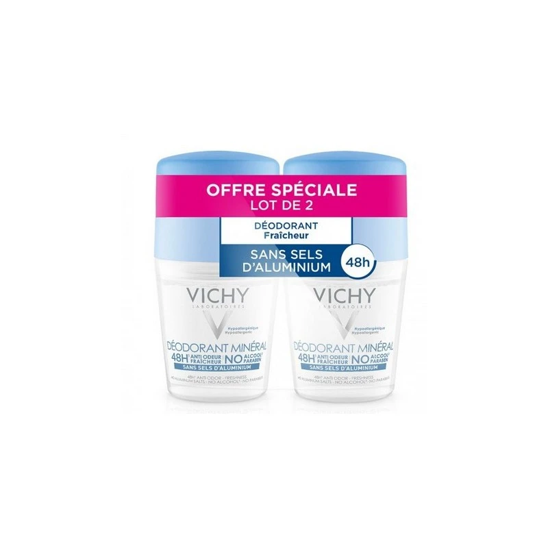 DEODORANT MINERAL 48 H LOT DE 2 ROLL ON 50ML VICHY