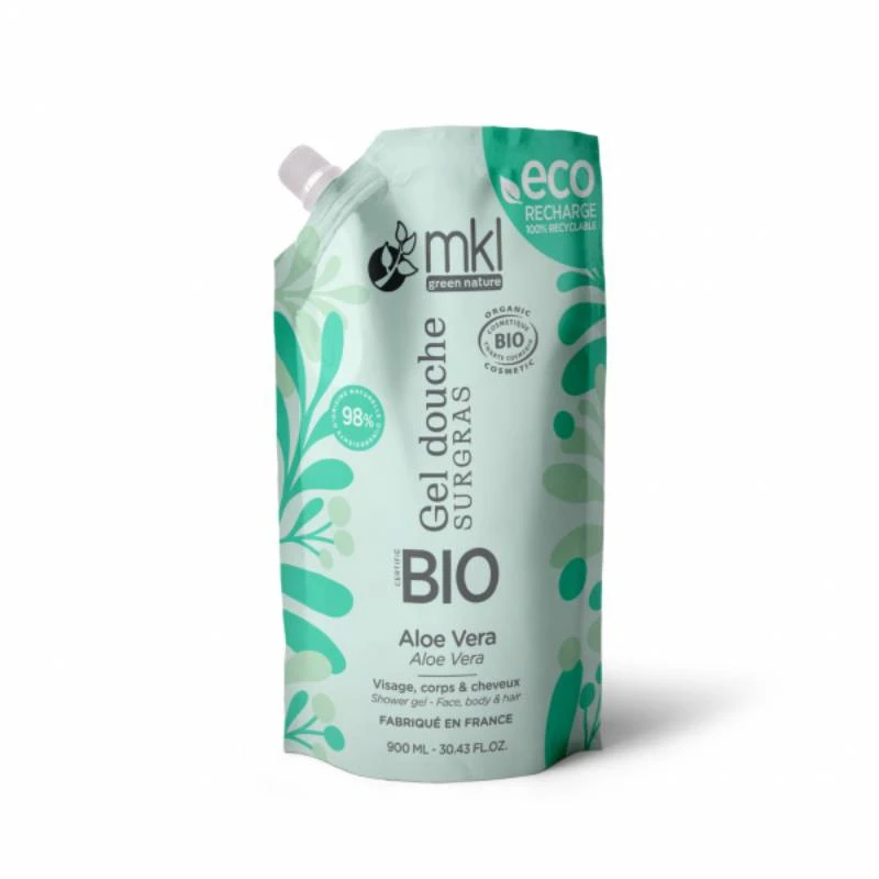 GEL DOUCHE SURGRAS ALOÉ VÉRA BIO ECO RECHARGE 900ML MKL GREEN NATURE