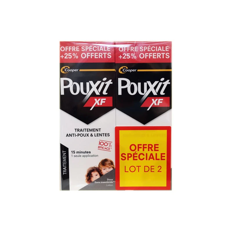 LOTION TRAITEMENT ANTI POUX Et LENTES LOT DE 2 X 250ML POUXIT XF