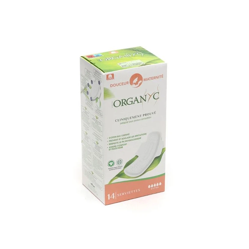ORGANYC COTON BIO SERVIETTES MATERNITÉ X14 FLUX EXTRA