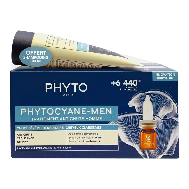 PHYTOCYANE MEN ANTICHUTE 12X3.5ML + SHAMPOOING 100ML OFFERT PHYTO – Image 3