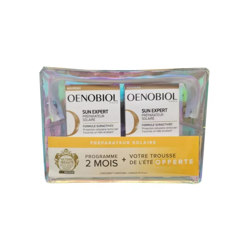 SUN EXPERT PREPARATEUR SOLAIRE LOT DE 2 X 30 CAPSULES +TROUSSE OFFERTE OENOBIOL